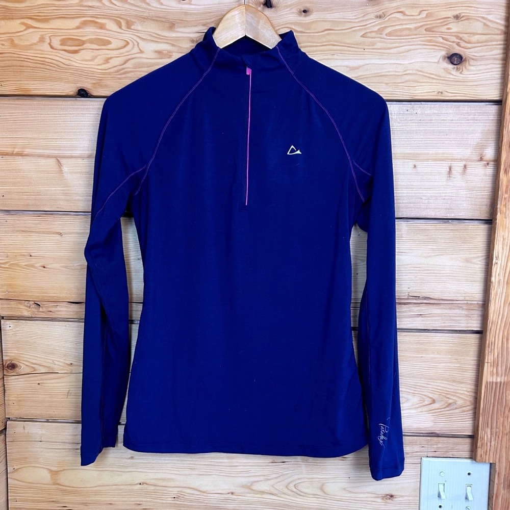 Paradox Merino Blend Purple 1/4 Zip Base Layer Top‎ Womens Small S/P Mock Neck